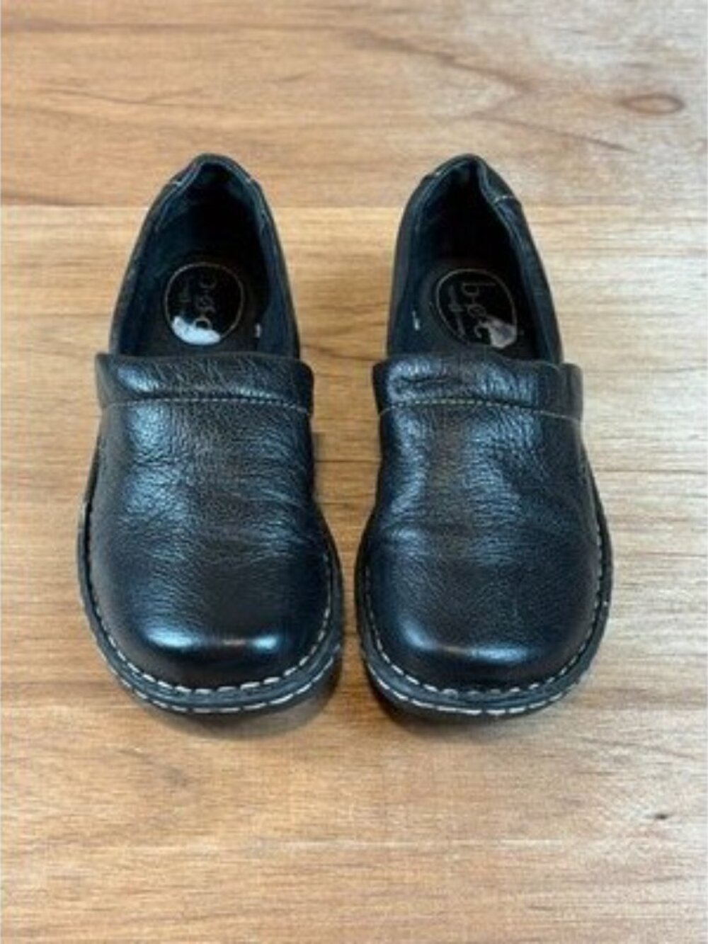 b.o.c. Born Concept Black Leather Slip On Clogs Size 7.5M